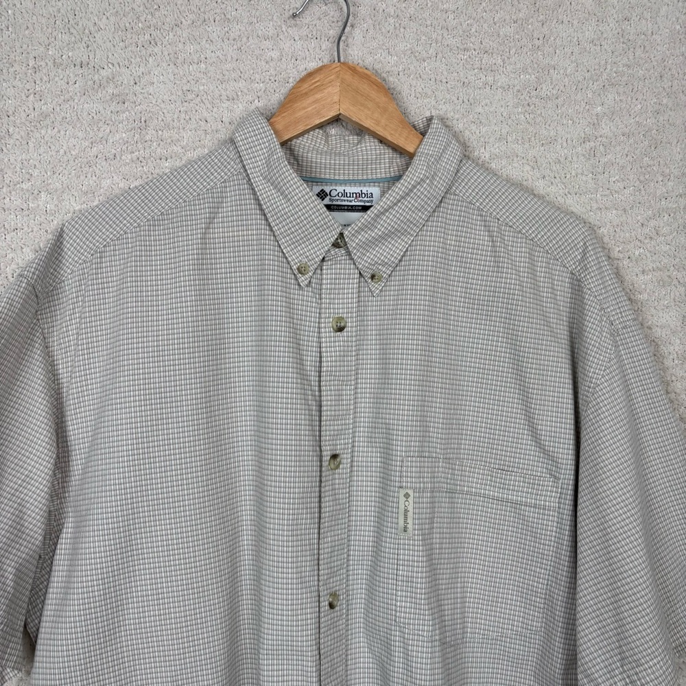 Columbia Sportswear Shirt Mens XXL White Khaki Plaid Short Sleeve Pocket Button - Picture 3 of 11